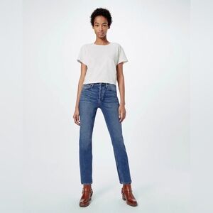 RE/DONE 90s High Rise Ankle Crop Slim Fit Jeans Mid 70s Wash